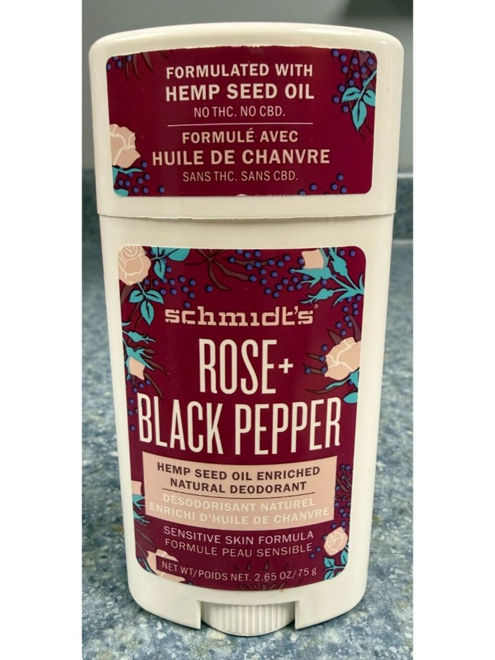 Schmidt’s Rose + Black Pepper Hemp Seed Natural Deodorant 2.65oz NEW
